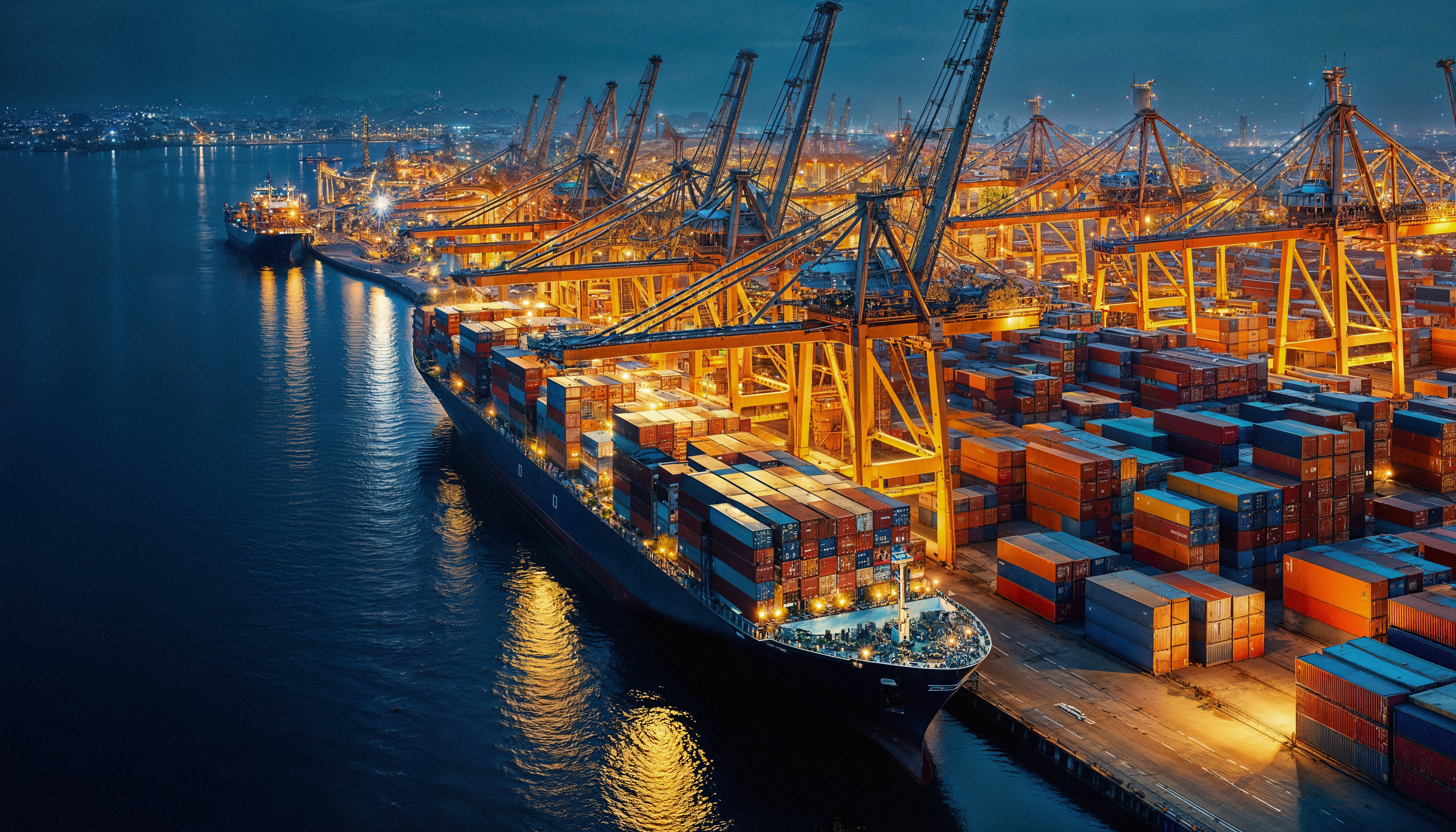 Cargo shipping containers at port